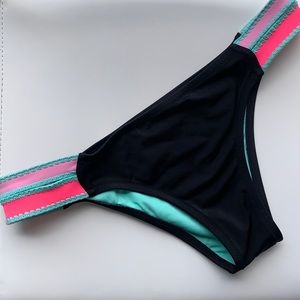 Black embroidered bikini bottoms